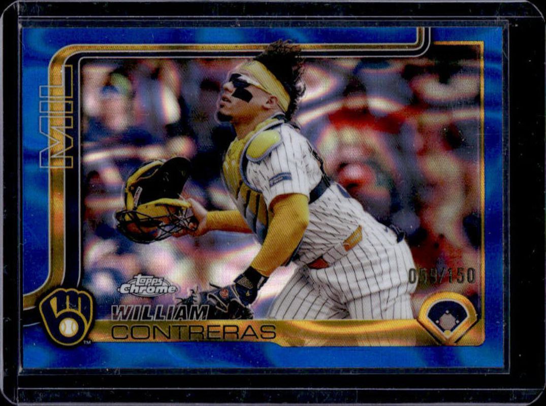William Contreras 2025 Topps Chrome #25 Blue Lava Refractor /150 RAW