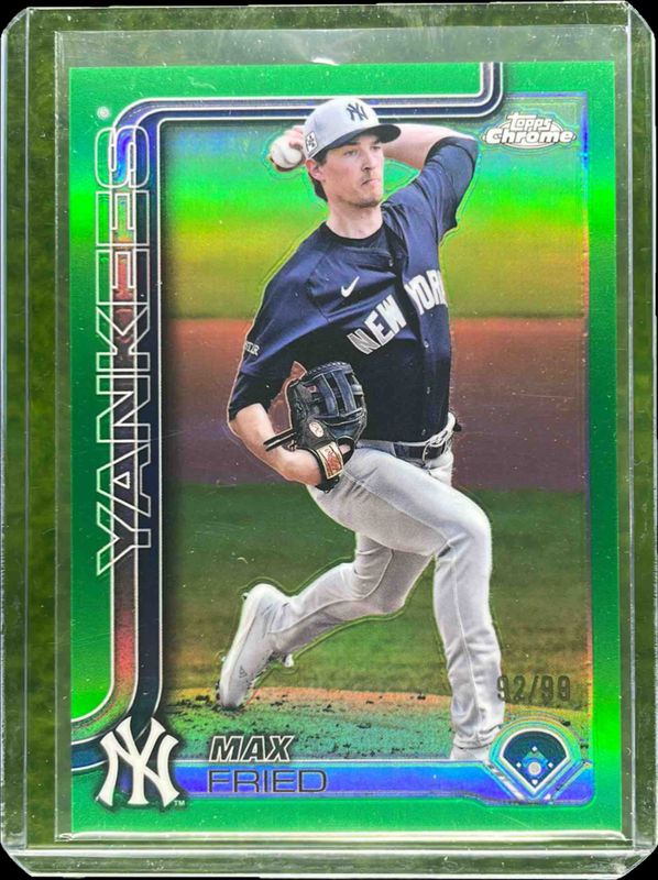 Max Fried 2025 Topps Chrome #39 Green Refractor /99 RAW
