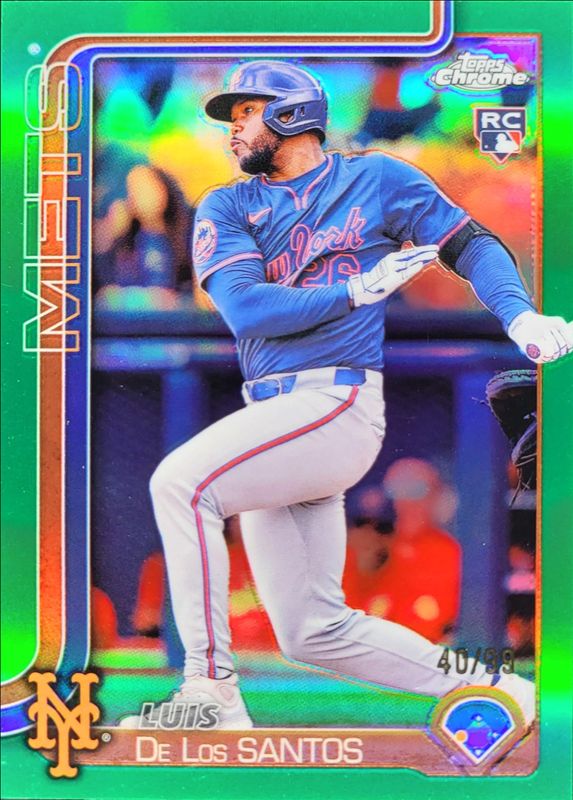 Luis De Los Santos 2025 Topps Chrome #74 Green Refractor /99 Rookie RAW