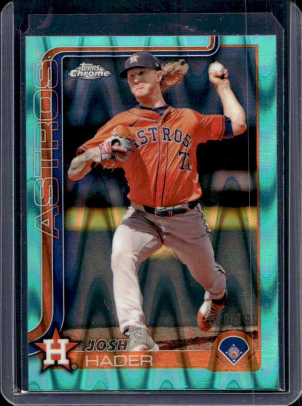 Josh Hader 2025 Topps Chrome #295 Aqua RayWave Refractor /199 RAW