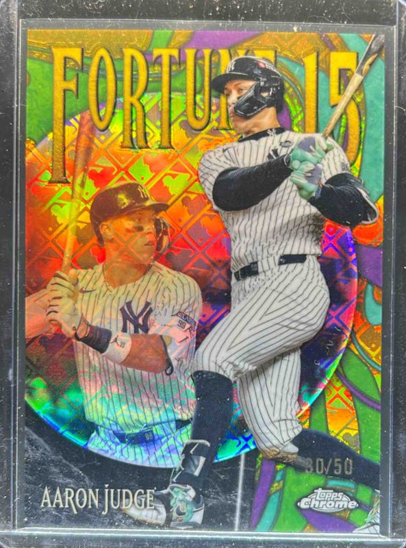 Aaron Judge 2025 Topps Chrome Logofractor Edition #F15-1 Fortune 15 - Gold Refractor /50 RAW