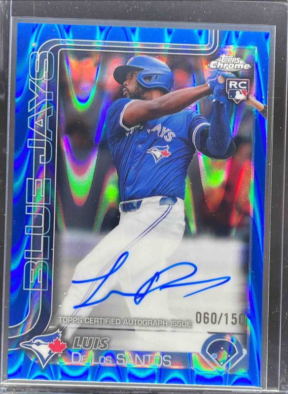 Luis De Los Santos 2025 Topps Chrome #RA-LD Rookie Autographs - Blue RayWave Refractor /150 RAW