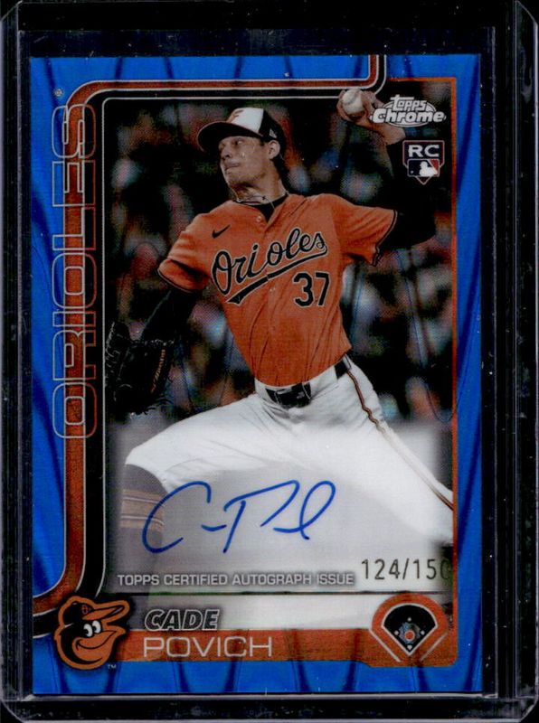 Cade Povich 2025 Topps Chrome #RA-CP Rookie Autographs - Blue RayWave Refractor /150 RAW