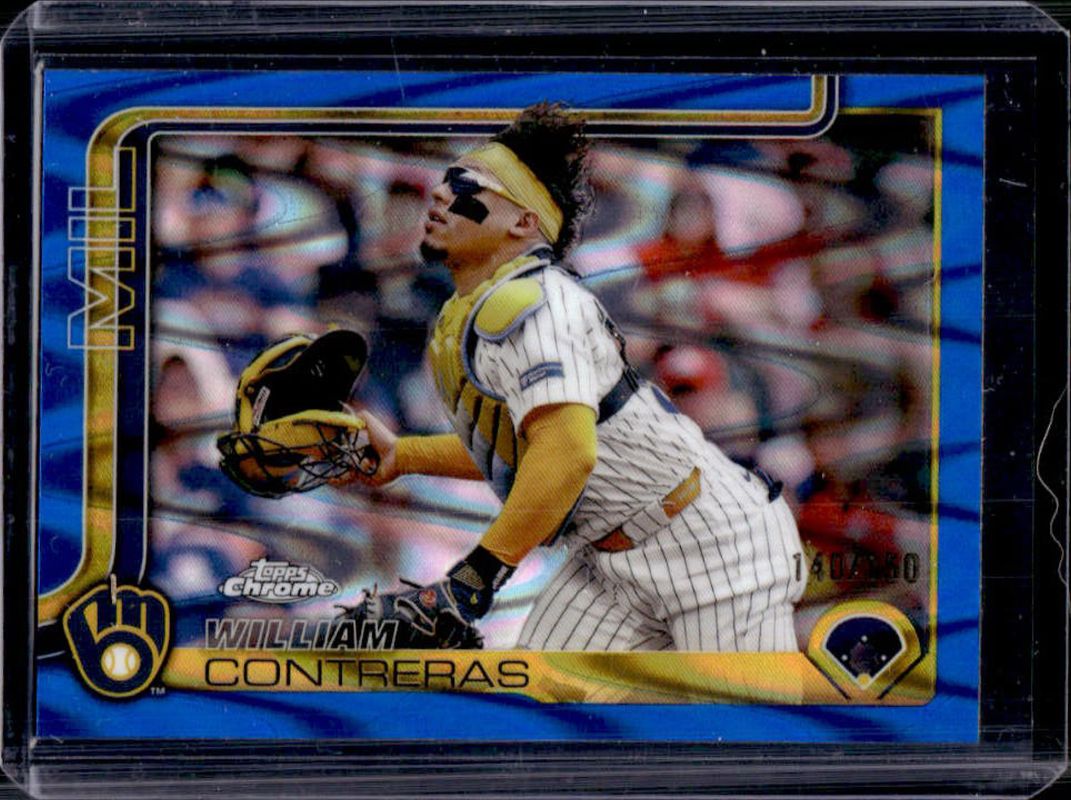 William Contreras 2025 Topps Chrome #25 Blue RayWave Refractor /150 RAW
