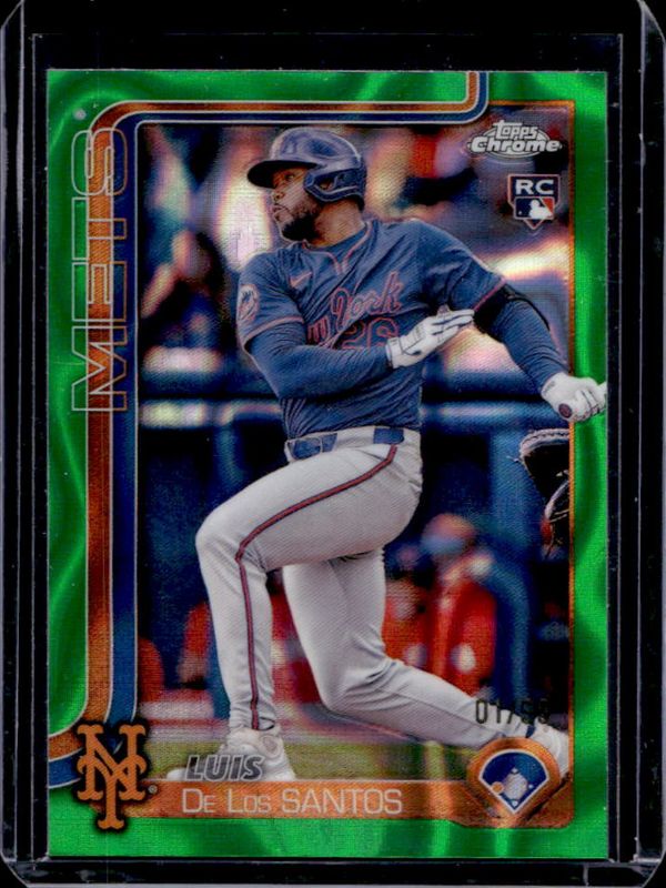 Luis De Los Santos 2025 Topps Chrome #74 Green Lava Refractor /99 Rookie RAW