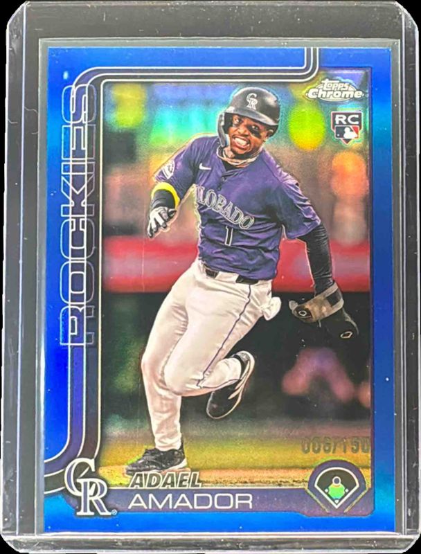 Adael Amador 2025 Topps Chrome #255 Blue Refractor /150 Rookie RAW