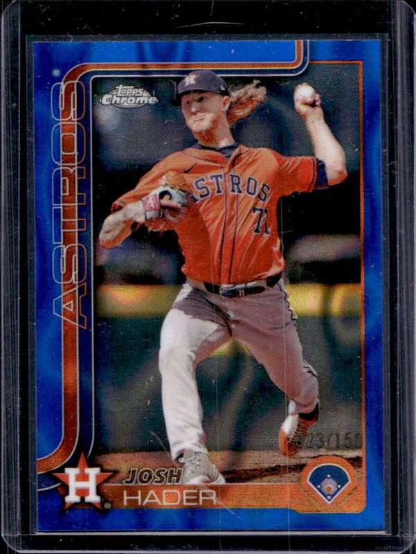 Josh Hader 2025 Topps Chrome #295 Blue Lava Refractor /150 RAW