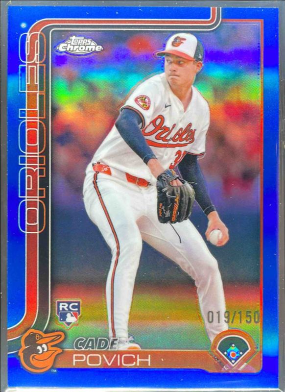 Cade Povich 2025 Topps Chrome #140 Blue Refractor /150 Rookie RAW