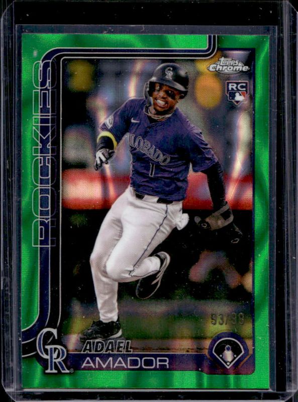 Adael Amador 2025 Topps Chrome #255 Green Lava Refractor /99 Rookie RAW
