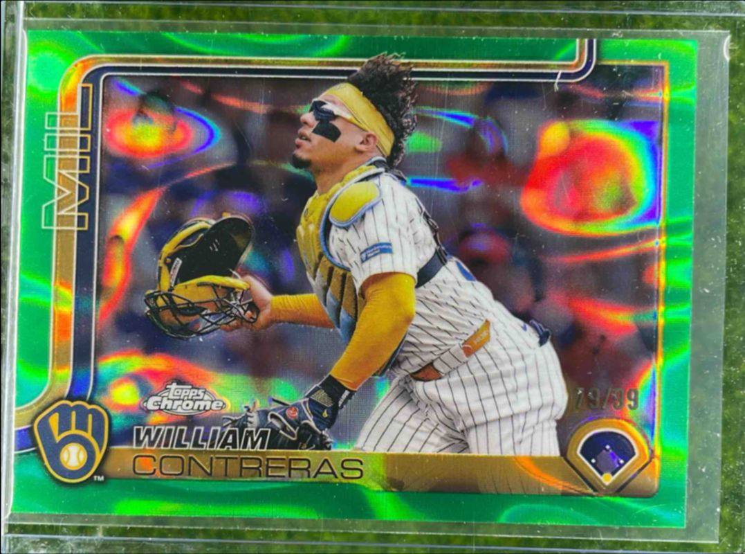 William Contreras 2025 Topps Chrome #25 Green Lava Refractor /99 RAW