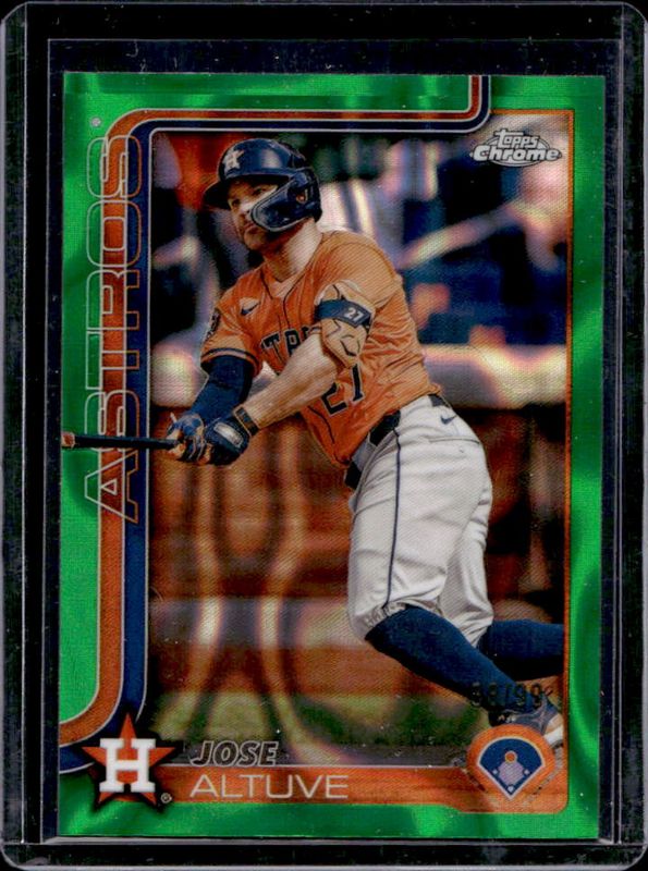 Jose Altuve 2025 Topps Chrome #77 Green Lava Refractor /99 RAW