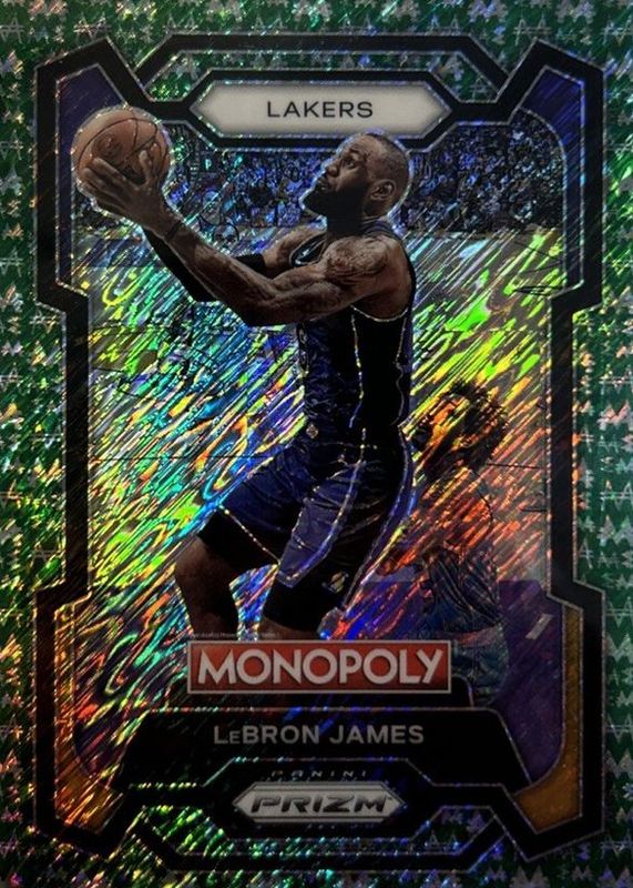 LeBron James 2023 Prizm Monopoly #40 Green Millionaire Shimmer /20 RAW