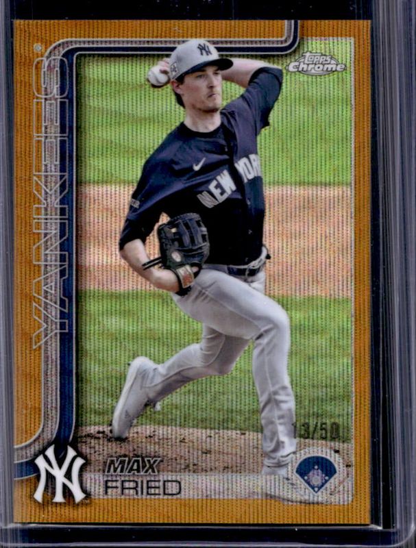 Max Fried 2025 Topps Chrome #39 Gold Wave Refractor /50 RAW