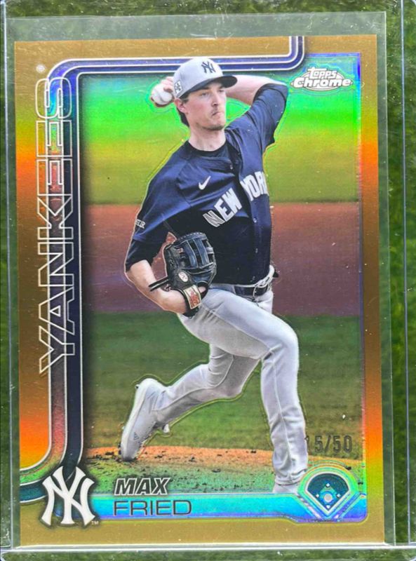 Max Fried 2025 Topps Chrome #39 Gold Refractor /50 RAW