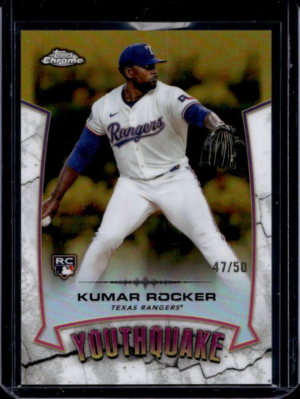 Kumar Rocker 2025 Topps Chrome #YQ-35 Youthquake - Gold Refractor /50 Rookie RAW