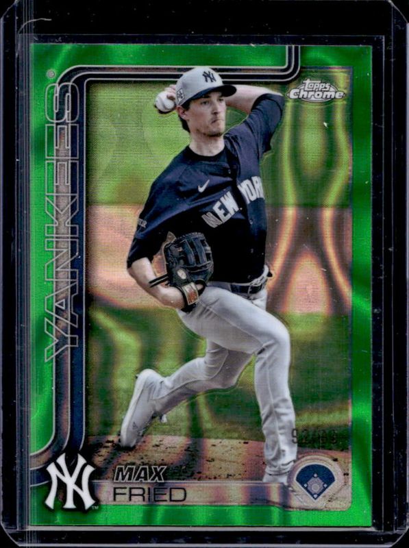 Max Fried 2025 Topps Chrome #39 Green Lava Refractor /99 RAW