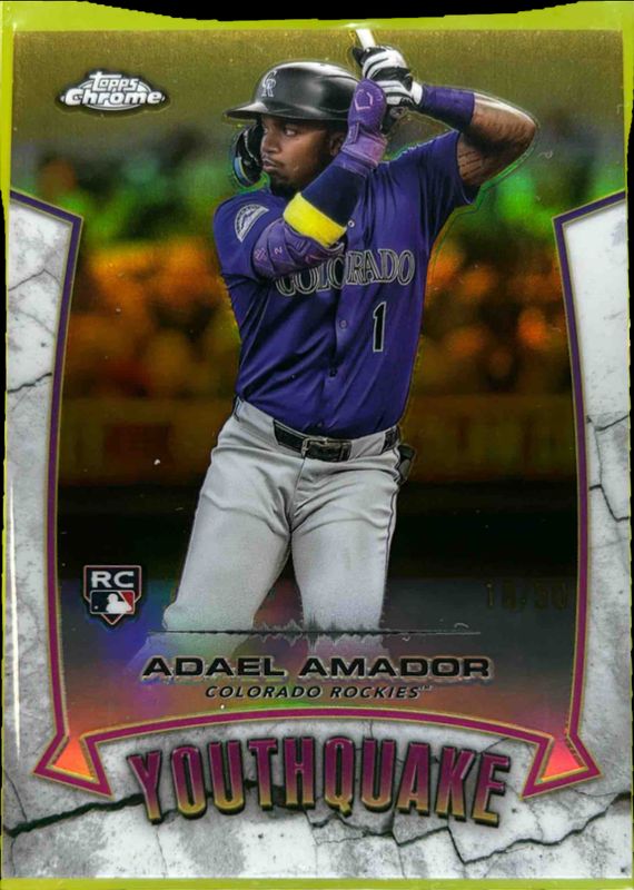 Adael Amador 2025 Topps Chrome #YQ-11 Youthquake - Gold Refractor /50 Rookie RAW