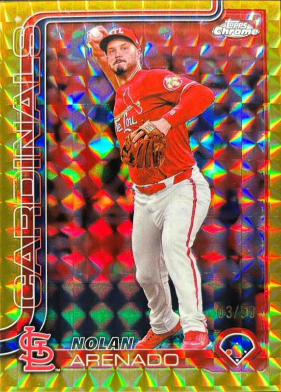 Nolan Arenado 2025 Topps Chrome #14 Gold Geometric Refractor /50 RAW