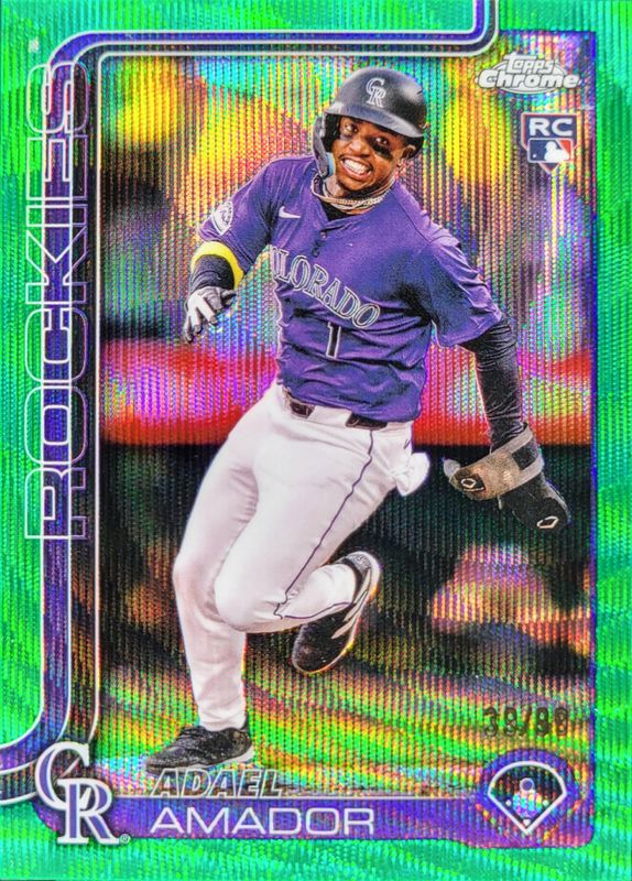 Adael Amador 2025 Topps Chrome #255 Green Wave Refractor /99 Rookie RAW
