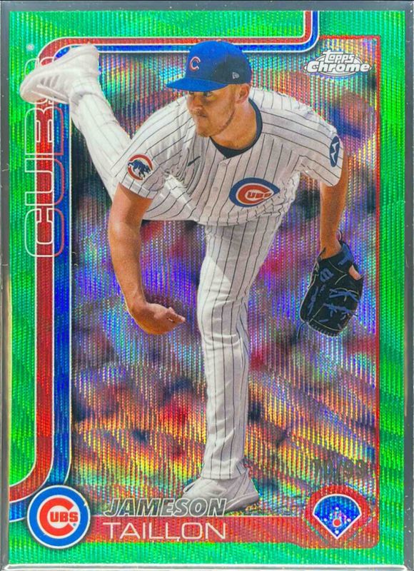 Jameson Taillon 2025 Topps Chrome #33 Green Wave Refractor /99 RAW