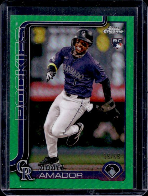 Adael Amador 2025 Topps Chrome #255 Green Refractor /99 Rookie RAW