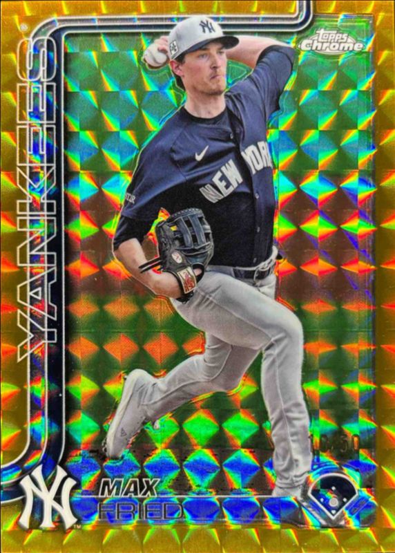 Max Fried 2025 Topps Chrome #39 Gold Geometric Refractor /50 RAW