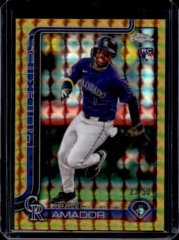 Adael Amador 2025 Topps Chrome #255 Gold Geometric Refractor /50 Rookie RAW
