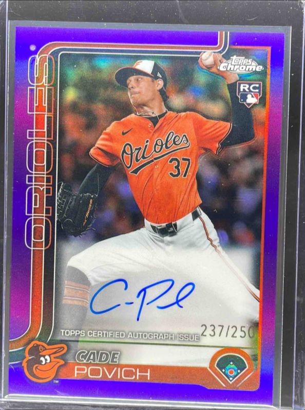 Cade Povich 2025 Topps Chrome #RA-CP Rookie Autographs - Purple Refractor /250 RAW