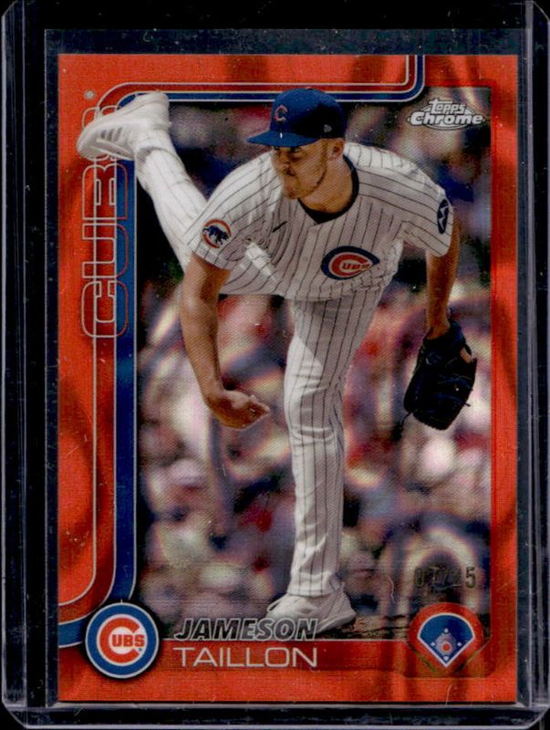 Jameson Taillon 2025 Topps Chrome #33 Orange RayWave Refractor /25 RAW