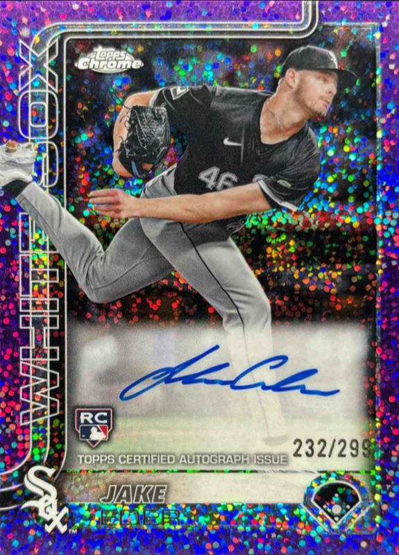 Jake Eder 2025 Topps Chrome #RA-JE Rookie Autographs - Purple Speckle Refractor /299 RAW