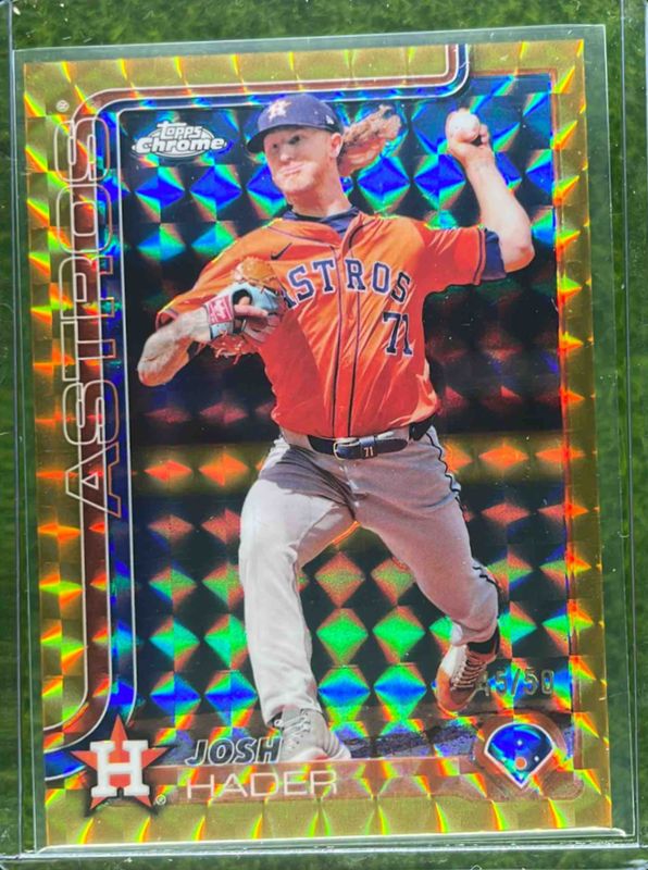 Josh Hader 2025 Topps Chrome #295 Gold Geometric Refractor /50 RAW