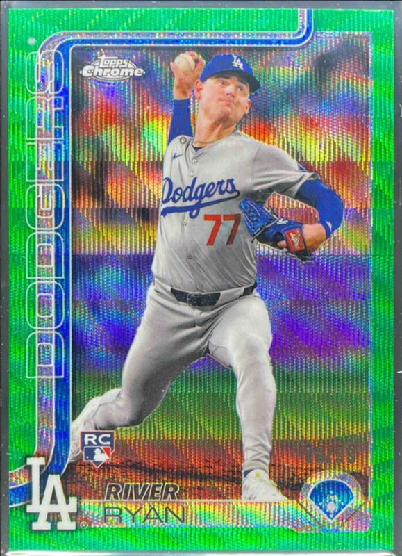 River Ryan 2025 Topps Chrome #18 Green Wave Refractor /99 Rookie RAW