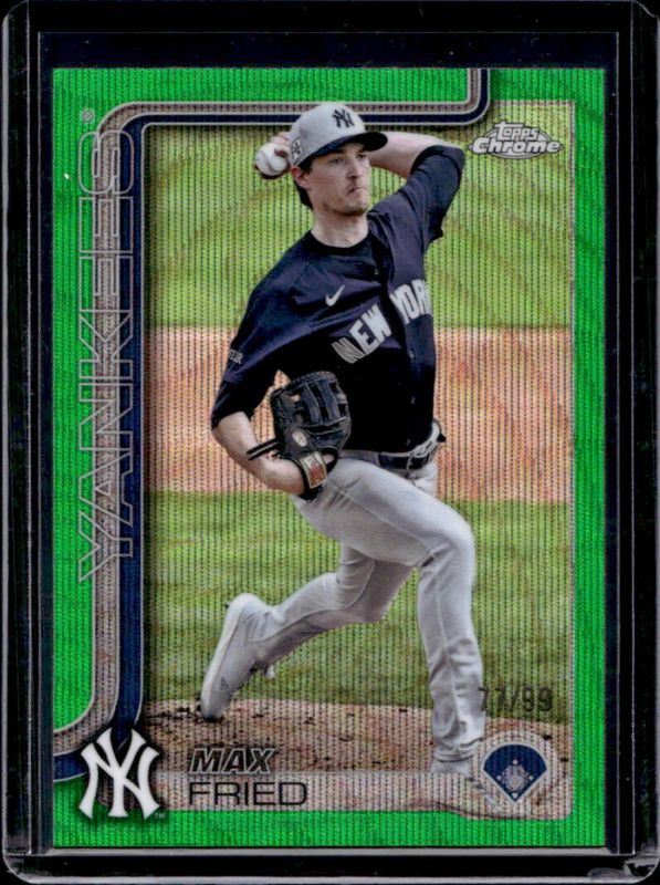 Max Fried 2025 Topps Chrome #39 Green Wave Refractor /99 RAW