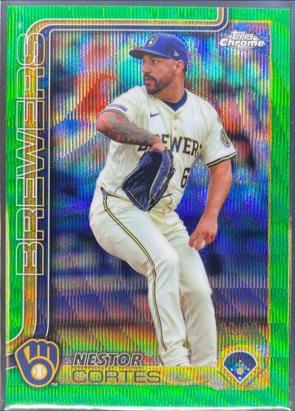 Nestor Cortes Jr. 2025 Topps Chrome #22 Green Wave Refractor /99 Price ...