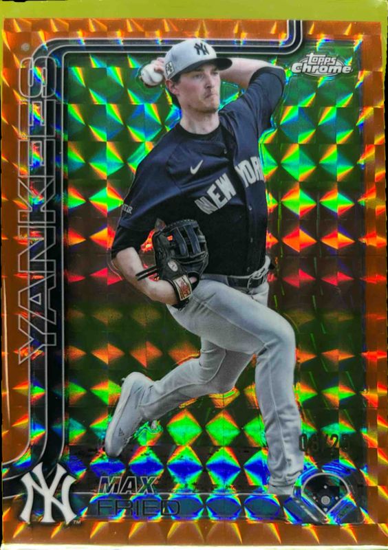 Max Fried 2025 Topps Chrome #39 Orange Geometric Refractor /25 RAW