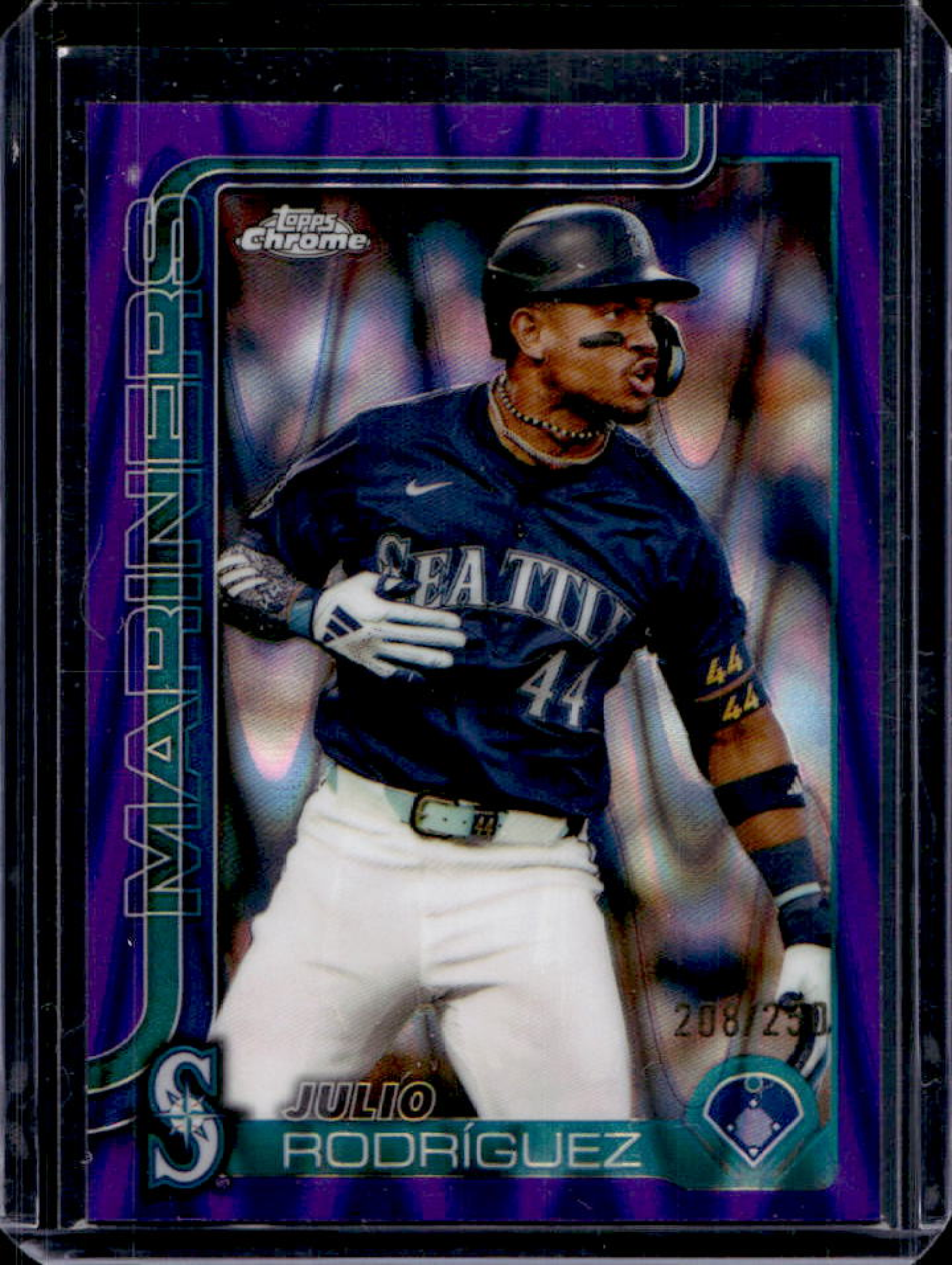 Julio Rodriguez 2025 Topps Chrome #261 Purple RayWave Refractor