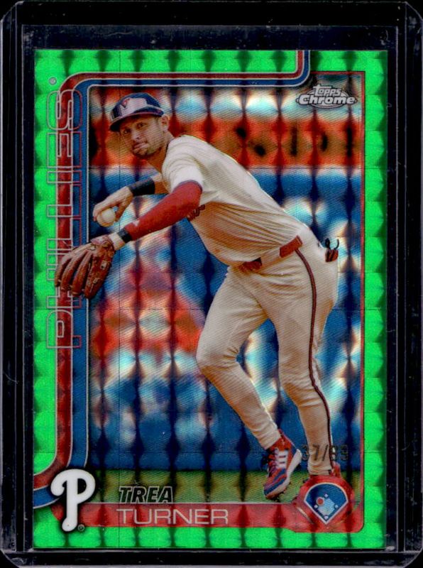 Trea Turner 2025 Topps Chrome #208 Green Geometric Refractor /99 RAW