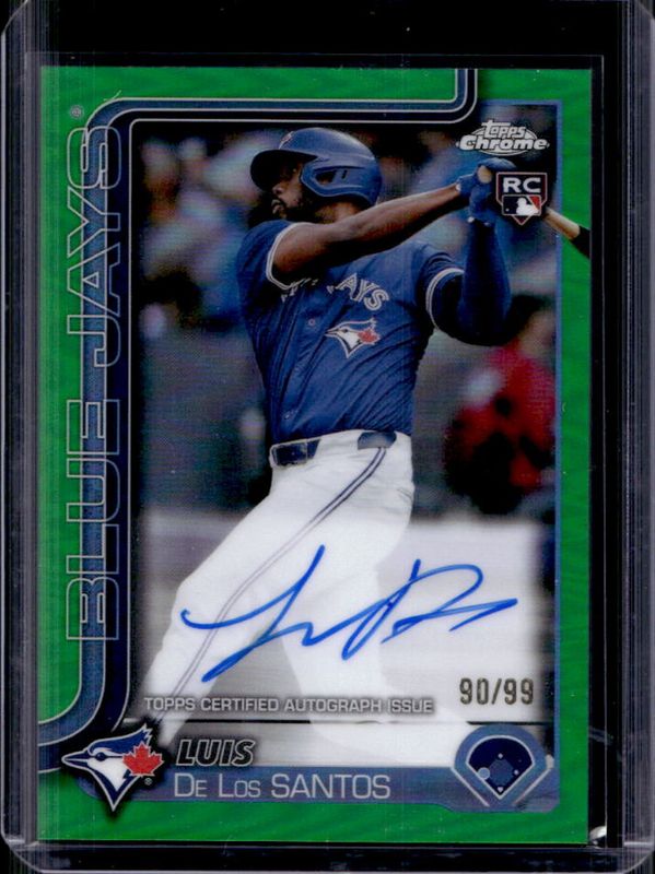 Luis De Los Santos 2025 Topps Chrome #RA-LD Rookie Autographs - Green Refractor /99 RAW