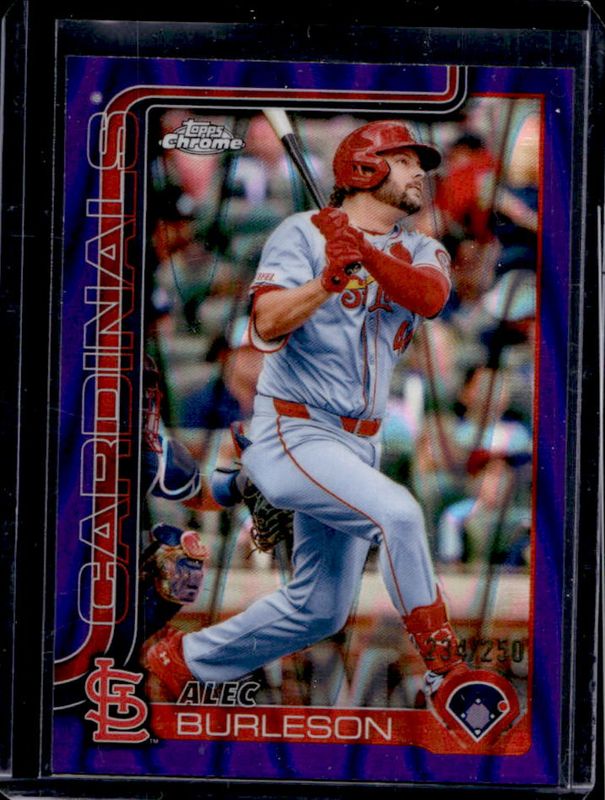 Alec Burleson 2025 Topps Chrome #281 Purple RayWave Refractor /250 RAW