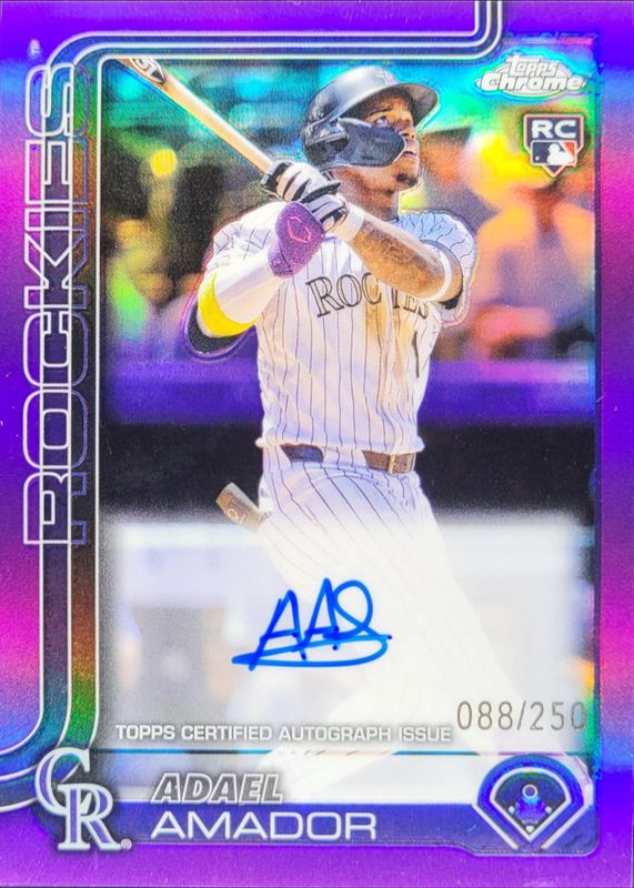 Adael Amador 2025 Topps Chrome #RA-AA Rookie Autographs - Purple Refractor /250 RAW
