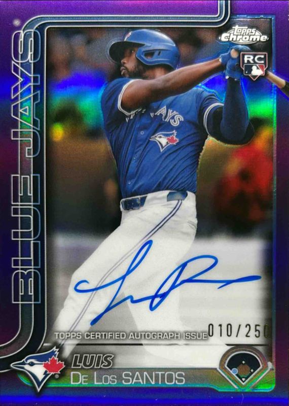 Luis De Los Santos 2025 Topps Chrome #RA-LD Rookie Autographs - Purple Refractor /250 RAW