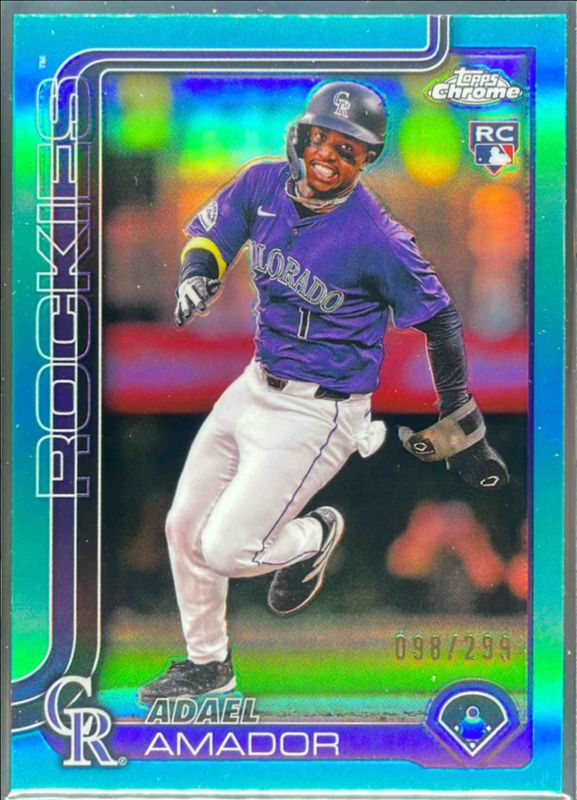 Adael Amador 2025 Topps Chrome #255 Teal Refractor /299 Rookie RAW