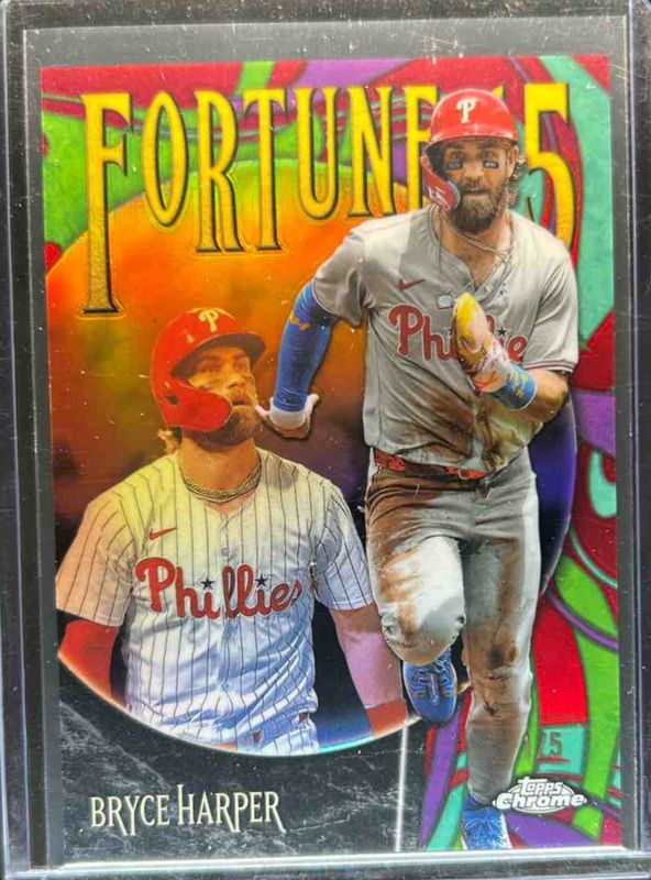 Bryce Harper 2025 Topps Chrome #F15-6 Fortune 15 - Red Refractor /5 RAW
