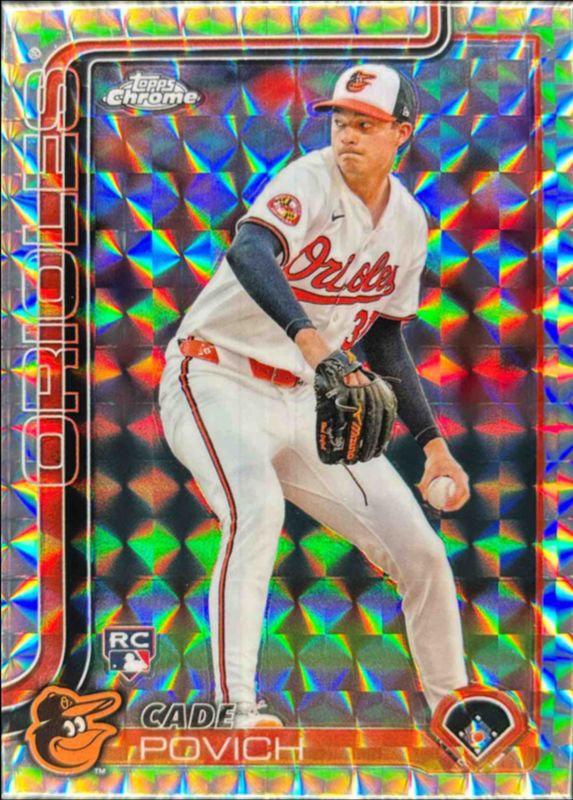 Cade Povich 2025 Topps Chrome #140 Geometric Refractor Rookie RAW