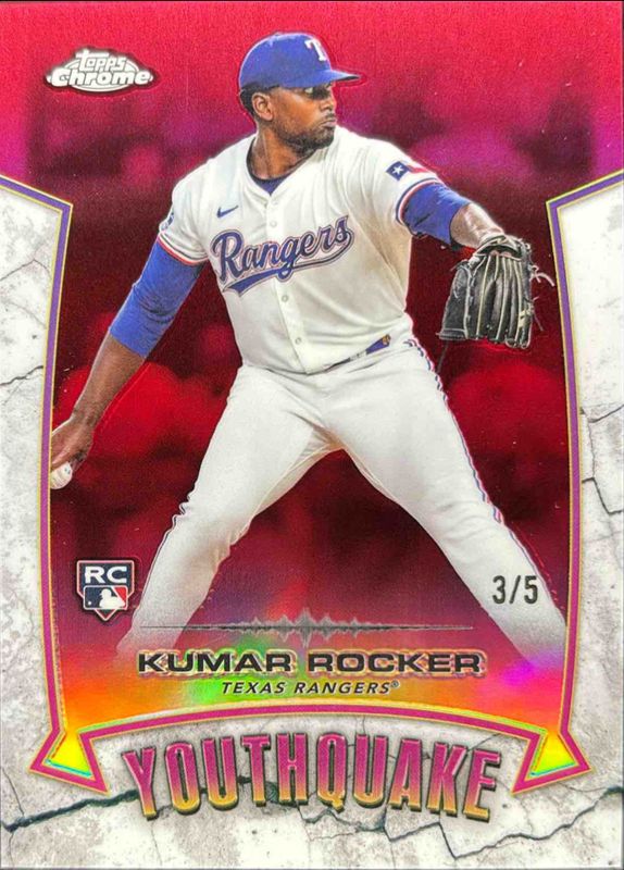 Kumar Rocker 2025 Topps Chrome #YQ-35 Youthquake - Red Refractor /5 Rookie RAW