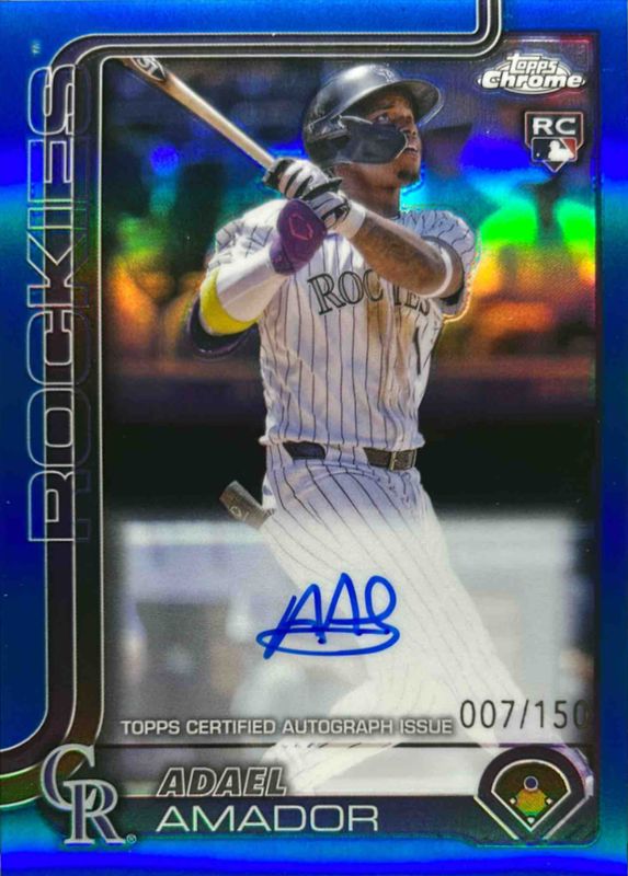 Adael Amador 2025 Topps Chrome #RA-AA Rookie Autographs - Blue Refractor /150 RAW