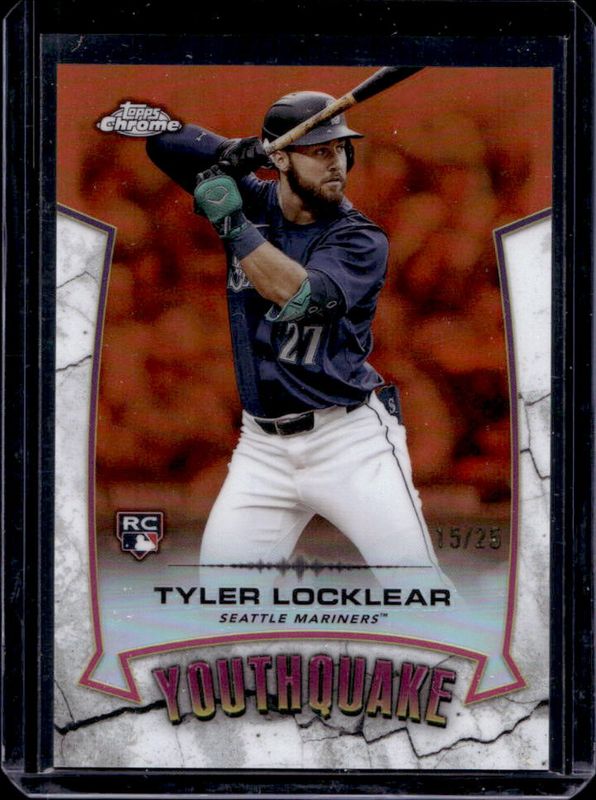 Tyler Locklear 2025 Topps Chrome #YQ-28 Youthquake - Orange Refractor /25 Rookie RAW