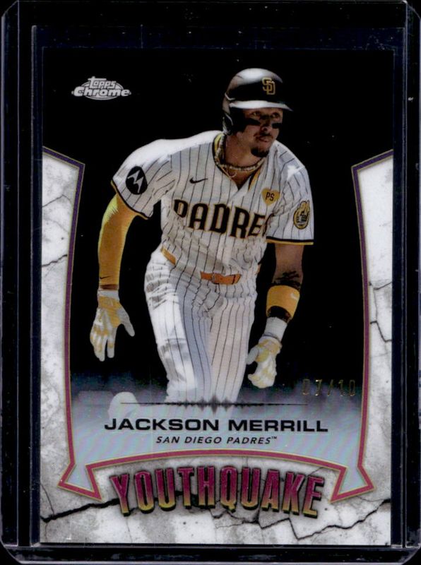 Jackson Merrill 2025 Topps Chrome #YQ-48 Youthquake - Black Refractor /10 RAW