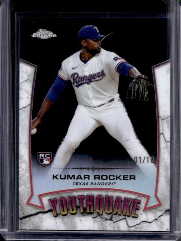 Kumar Rocker 2025 Topps Chrome #YQ-35 Youthquake - Black Refractor /10 Rookie RAW
