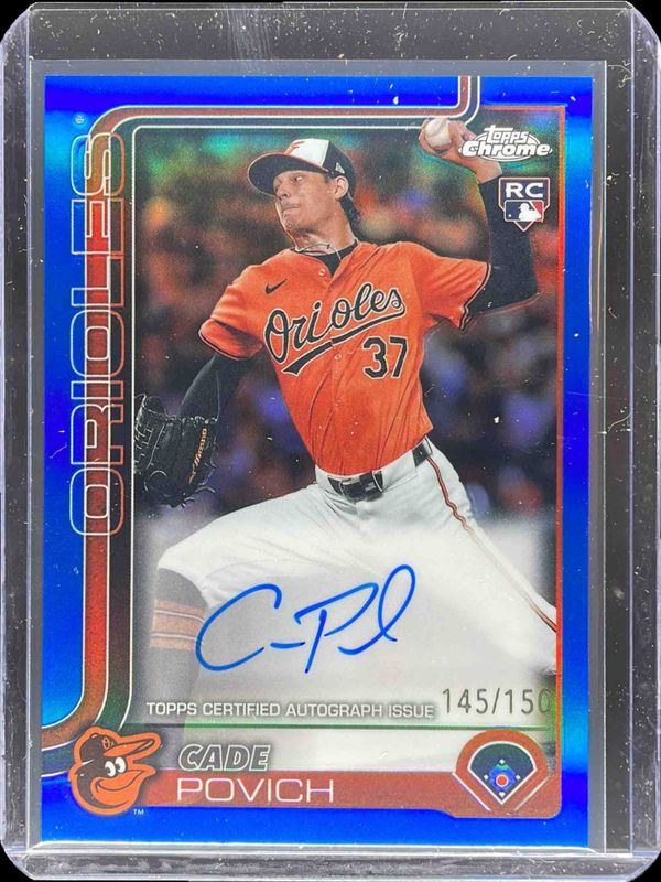 Cade Povich 2025 Topps Chrome #RA-CP Rookie Autographs - Blue Refractor /150 RAW